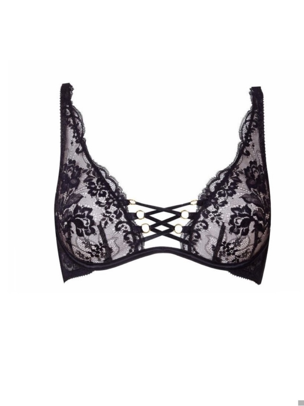 Agent Provocateur Essie Floral Lace Plunge Bra with Crisscross Detail 34DD - Picture 2 of 13